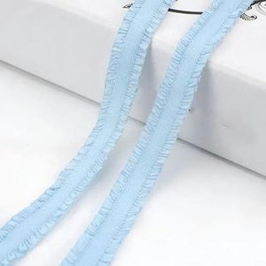 22/45 yards 13,0 mm dubbele ruche elastische band kant rubberen lint haarband ondergoed beha riem DIY kleding naaien accessoires-05SkyBlue-13.0mm-22Yards