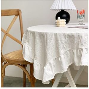 AYKANING Tafelkleed, tafelkleed tafelkleed keukentafel rechthoekig tafelkleed vintage wit kant golvende zijachtergrond matten gereedschap mat (kleur: puur witte lotus lea, maat: 120 x 160 cm)