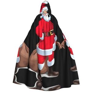 Bxzpzplj Leuke kerstman mantel met capuchon voor mannen en vrouwen, volledige lengte Halloween maskerade cape kostuum, 185 cm