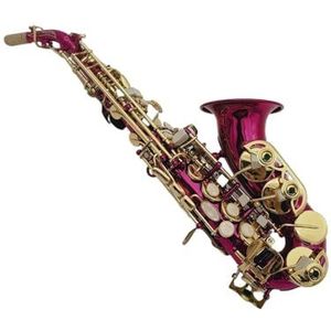 Treble Saxofoon B Flat Small Bend Neck Roze Body Gouden Sleutels Muziekinstrument Professioneel Met (Color : Light yellow)
