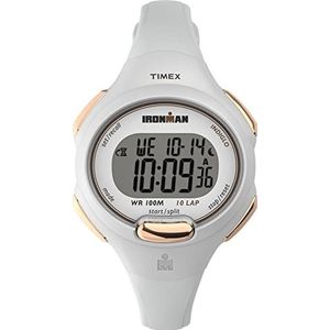 Timex Womens BCRF Ironman Essential 34mm horloge - witte kast witte band rose goud-tone accenten, wit/rose goud, Wit/ Rose Goud