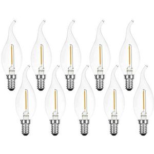 10 x LED filament lampen windstoot kaars 1W = 15W E14 helder 822 extra warm wit 2200K