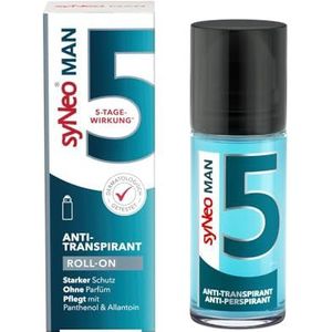 syNeo 5 MAN Anti-transpirant Deo Roll-On – 5 dagen werkzaam – tegen sterk zweten en geur – deodorantroller voor oksels – dermatologisch getest – voor heren – Made in Germany – 50 ml