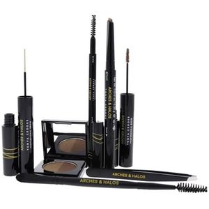 Arches & Halos Ultimate Brow Hero Kit - Pencil, Powder, Spoolie, Brush, and Tweezer Kit for Perfect Eyebrows - Includes Five Essential Eyebrow Care Tools - Professional Grade Design - Light - 1 pc