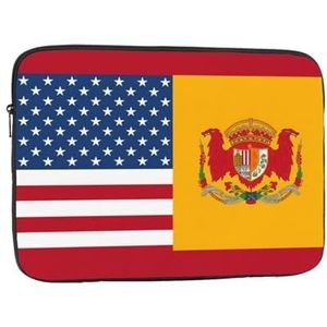 Amerikaanse Spanje Vlag Print Laptop Sleeve Case Waterdicht Schokbestendig Notebook Case Cover Mode Aktetas Tas Lichtgewicht Computer Tas voor Vrouwen Mannen 10 inch