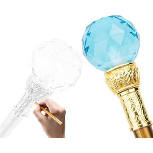 36 Inch Blauwe Kristallen Glazen Gouden Wandelstok, Verwijderbare Tweedelige Antislipstok voor Senioren en Mensen met Beperkte Mobiliteit