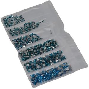 Glitter Crystal Nail Art Steentjes SS3-SS30 Plaksteen Clear Non Hot Fix Steentjes Lijm Op Nail Art Decoraties-Capri Blauw