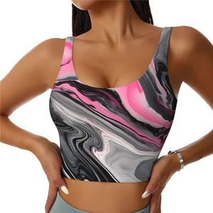 Roze Abstract Marmer Grijs Artistieke Print Comfortabele Vrouwen Sport Vest Yoga Workout Vest Voor Vrouwen Lichtgewicht Zomer, Zwart, S