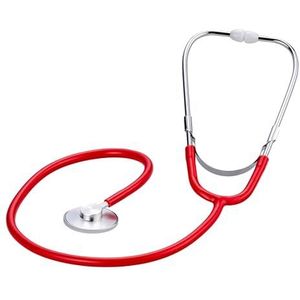 Medi-Inn Stethoscoop met platte kop, ultralicht, nikkelvrij, duidelijke geluidsoverdracht, flexibele Y-slang met borststuk, rood