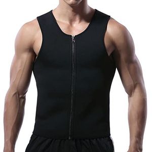 Men's Sauna Sweat Vest Zip Suit Neopreen Corset Fitness Shapewear Compression Waist Trainer Top Body Shaper voor Workout (Black L), zwart, L