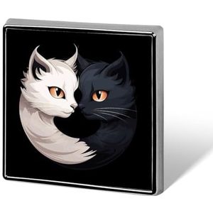 Yin En Yang Katten Grappige Broche Pins Voor Mannen Vrouwen Vierkante Badge Kraag Pin Reversspeldjes Voor Jurk Jas Rugzak Accessoires