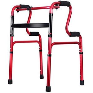 KRXSOBNV, Looprek Aluminium Lichtgewicht Opvouwbaar Loopmobiliteitshulpmiddel, 2 in 1 Walker for ouderen ，Looprek(Red)