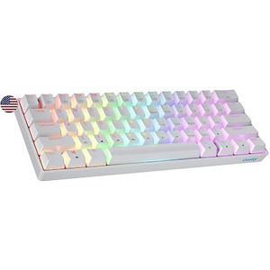 Geeky GK61 60% | Hot Swappable Mechanisch Gaming Toetsenbord | 61 Toetsen Multi Kleur RGB LED Achtergrondverlichting voor PC/Mac Gamer | ANSI US Amerikaanse Indeling (Wit, Mechanical Black)