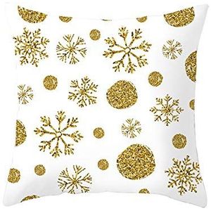 Ethereval Linnen kussenslopen lange rechthoek patio kussen vervanging Loveseat sneeuwvlok onregelmatig ronde boerderij bank kussensloop wit goud - 50 x 50 cm