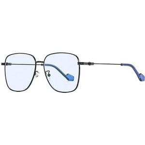 Gm Anti-blauwlichtbrilmonturen for mannen en vrouwen Gm Veganistische bril Metalen platte bril (Size : Black frame transparencies)