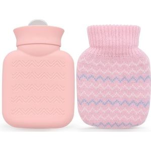 320 ml warmwaterkruik met gebreide hoes, mini-warmwaterzak voor pijnverlichting, taille, rug, nek, schouders, kleine lekvrije warmwaterkruik met afneembare hoes voor vrouwen, kinderen, beste cadeaus