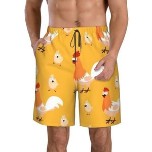 FRGMNT Cold Tree Camouflage Print Heren Sneldrogende Zwemshorts Strand Korte Board Spa Trunks Stretchy Gym Shorts Surfen Korte, Kippenkuiken, XXL