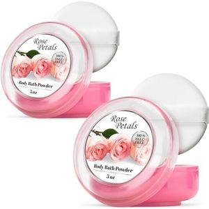 R-NEU 2-pack lichaamspoeder voor vrouwen met bladerdeeg, 100% talkvrij, elegant rozenblaadje geurstof, na bad voor zachte huid, extra groot, (10 oz)
