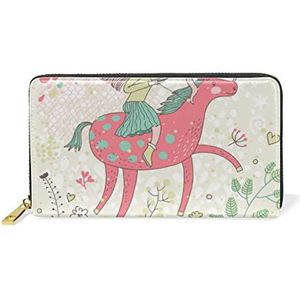 Paard meisje bloem roze portemonnee echt lederen portemonnee creditcardhouder voor vrouwen telefoon meisje