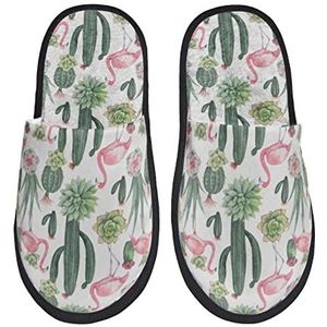 942 Pantoffels voor dames, roze flamingo en cactus, herenhuisschoenen, warme pantoffels, comfortabele huisschoenen, voor binnen en buiten, dames, heren, Harige pantoffels 816, 7/10.5 UK
