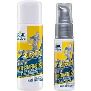 pjuractive 2SKIN - Anti-Chafing-Gel - Nooit meer blarenpleisters & schuren - onzichtbare & waterbestendige huidbescherming (Voordeelpakket: 30ml + 20ml)