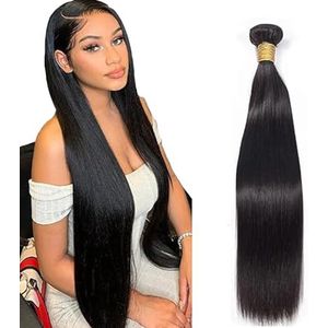 Tuheerst Straight Human Hair Bundles 1B Natural Black Human Hair Extensions Unprocessed Double Weft Remy Hair for Woman 100g/pc 14 Inch