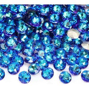 10 stuks edelsteenbloem K9 glitterglasstenen pointback edelsteen kristal strass kralen lijm op strass voor DIY nail art - Bermudablauw - 08 mm - 10 stuks