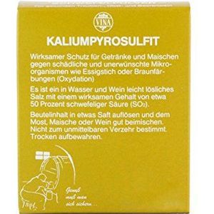 Vina Kaliumpyrosulfit 10x10 gram, kaliumdisulfiets, zwavelpoeder