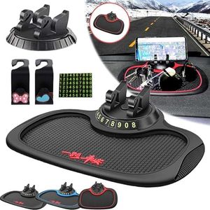 Qsrsjcq Multifunctionele auto anti-slip mat auto telefoonhouder, auto anti-slip mat telefoonhouder, anti-slip universele telefoonhouder met extra grote pad voor telefoons sleutels gadgets (zwart)