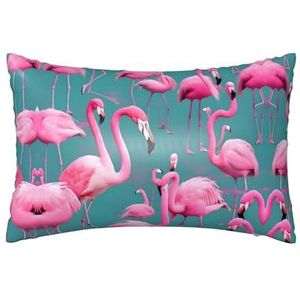 Een Flock Van Flamingo's Satijn Kussensloop, Slaapkamer Zachte Kussensloop Met Verborgen Rits Faux Zijde Stof Voor Haarverzorging 1Pc 20x30 inch