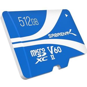 SABRENT Rocket V60 microSDXC-geheugenkaart | 512 GB, V60-specificatie, 8K-video, A1, UHS-II-compatibel (SD-MT60-512GB)