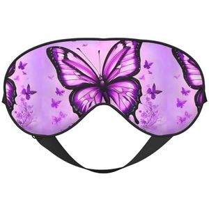 Paarse vlinder unisex elastische verstelbare gesp ontwerp verduisterende slaap oogmasker voor thuis reizen yoga kantoor dutje