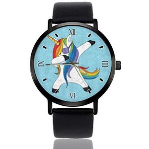 Dierlijke Eenhoorn Paard Blauw Dames Polshorloge Ultra Dunne Case Extreem Eenvoudige Analoge Polshorloge Vrouwen Ultra Dunne Horloge Japans Quartz Beweging