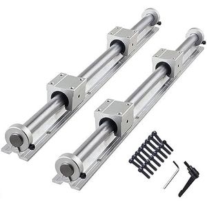 CNCYEAH 2 stuks lineaire geleiding SBR12-600 mm lineaire rail + 4 stuks SBR12UU lagerblokken + 4 stuks 12 mm vaste ring voor 3D-printers en CNC-machines