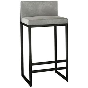 Barstoelen, Moderne Minimalistische Barkrukken, Barkrukken Met Metalen Frame Met Rugleuning En Voetsteun, Sponszitkussens, Geschikt For Keukens, Lounges, Bars, Kantoren, Enz (Color : Gray, Size : 39