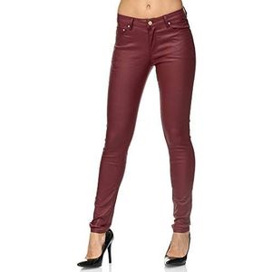 Elara Damesbroek Leatherette Push up Effect Chunkyrayan E621-2 Red-44 (2XL)