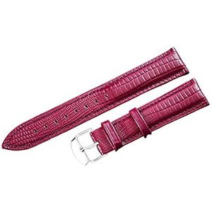 Chlikeyi Horlogebandje van rundleer, 12-24 mm, hagedis-patroon, waterdicht, horlogeband voor vrouwen en mannen, Purper, 18 mm, strepen