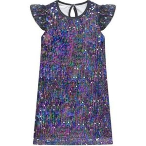 Lito Angels A-lijn feestjurk met pailletten voor meisjes, leeftijd 2 tot 12, sprankelende chique outfit voor kinderen, elegant voor verjaardag bruiloft, Zwart, 11-12 jaar