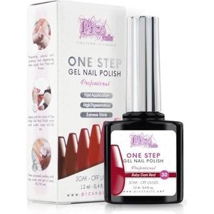 Semi-Permanente UV/Led Nagellak One Step 12 ml - Robijn Donkerrood - Onmiddellijk Glanzende Nagellak met of zonder Basis en Top Coat