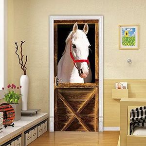 VIRANDA 3D Deurstickers Zelfklevend Deurbehang - Paard - Deurfolie Deur poster PVC Afneembaar Waterdicht Stickers 77 x 200 cm