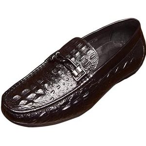 Heren loafers schoen effen kleur echt leer krokodillenprint loafer schoen lichtgewicht flexibele antislip bruiloft instapper (Color : Black, Size : 41 EU)