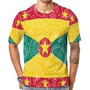 Paisley Grenada vlag heren crew T-shirts korte mouw T-shirt casual atletische zomer tops