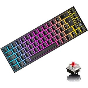UK Layout 60% Gaming Keyboar RGB Backlit Red Switch Mechanical Keyboard,67 Keys USB C Wire Keyboard Mice 12000 DPI for PC Mac Gamer