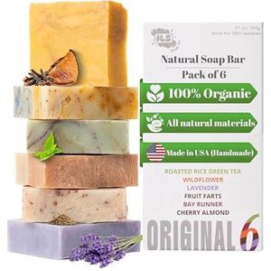 Iron Lion Soap Barzeep voor heren, veganistisch, puur natuurlijke zeepzeep voor mannen, variety pack op plantaardige basis, biologische barzeep voor lichaam, gezicht, handen en bad (6 stuks)