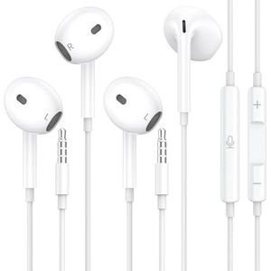 2 pakketten Gedraadde koptelefoons met microfoon, in-ear koptelefoons Volume Control hoofdtelefoon met microfoon Compatibel met iPhone/iPad/Android/Laptop/Computer en andere 3,5 mm Jack-apparaten