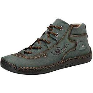 Platte leren sneakers voor heren, halfhoge laarzen, casual wandelschoenen, comfortabele schoenen voor mannen, midtop, vetersluiting, vrijetijdsschoenen, modieuze schoenen, halfhoge herenschoenen,