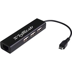 Ethernet-adapter 3-poorts HUB met Micro USB-aansluiting. 3 USB-poorten plus een bekabelde Ethernet-adapter - Snelheden tot 100 Mbps