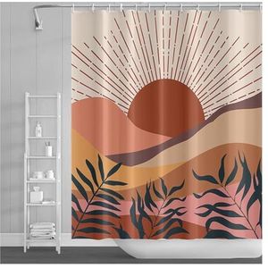 GSJNHY Douchegordijn abstracte kunst douchegordijn waterdicht polyester badgordijnen tropische bladeren palmgordijnen voor badkamer decor (kleur: 36, maat: B 150 x H180 cm)