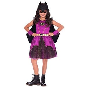 Amscan - Kinderkostuum paars Batgirl, jurk met tutu-onderrok, cape, armwarmers, masker, Super Heroes, themafeest, carnaval