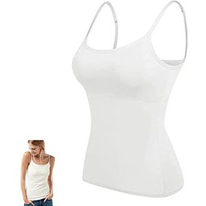 Dfcdcoo Suneefay Tank met ingebouwde beha, Suneefay tanktop beha, tanktop met ingebouwde beha voor dames (XL, wit)